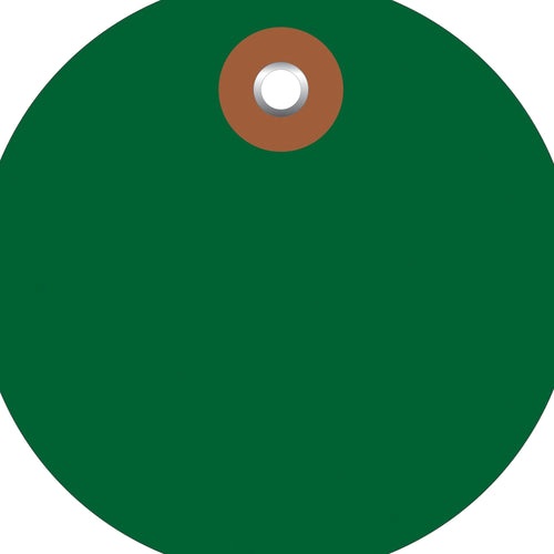 2 in Green Vinyl Circle Tags with Metal Eyelet 100/Case G26068 - alias listing