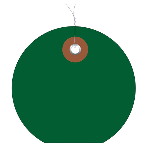 2 in Green Vinyl Circle Tags Pre-Wired Waterproof 100/Case G26068W - alias listing
