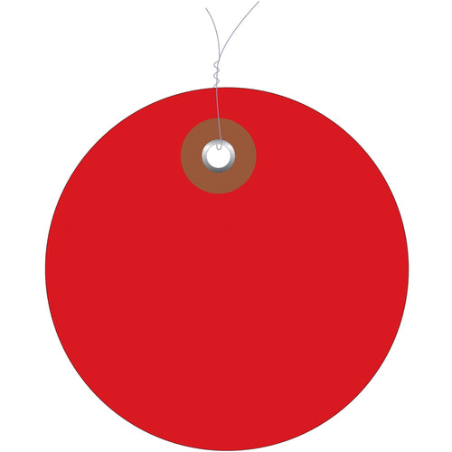 2 in Red Vinyl Circle Tags Pre-Wired Waterproof 100/Case G26070W - alias listing