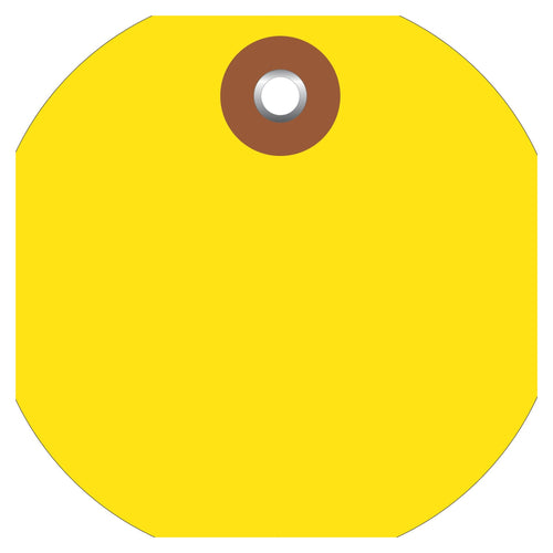 3 in Yellow Vinyl Circle Tags with Metal Eyelet Waterproof 100/Case G26073 - alias listing