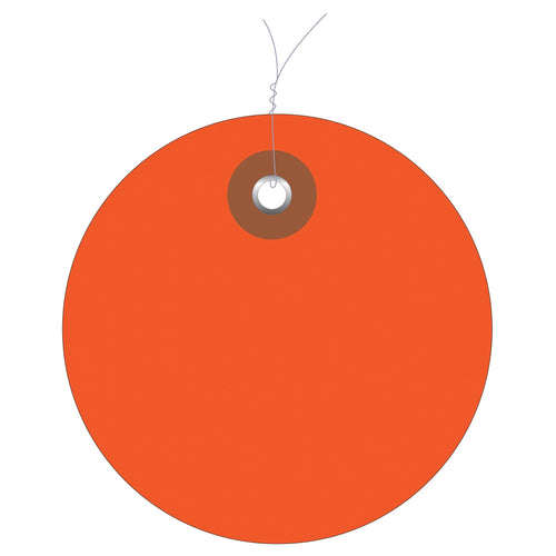 3 in Orange Vinyl Circle Tags Pre-Wired 100/Case G26074W - alias listing