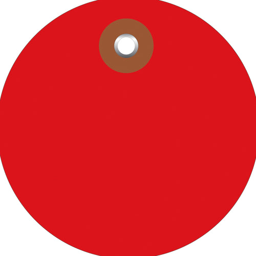 3 in Red Vinyl Circle Tags with Metal Eyelet 100/Case G26077 - alias listing