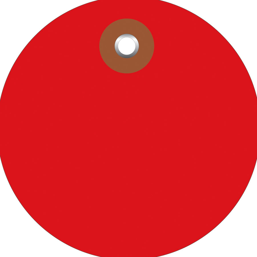 3 in Red Vinyl Circle Tags with Metal Eyelet 100/Case G26077 - alias listing