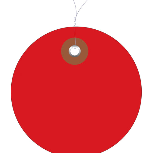 3 in Red Vinyl Circle Tags Pre-Wired Waterproof 100/Case G26077W - alias listing
