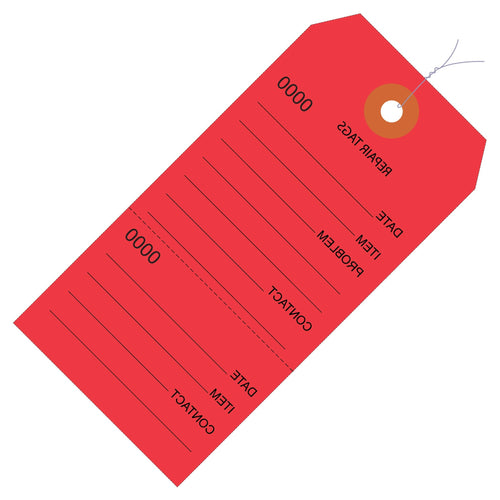 4 3/4 x 2 3/8 in 10 Pt Red Repair Tags Paper Pre-Wired 1000/Case G26201W - alias listing