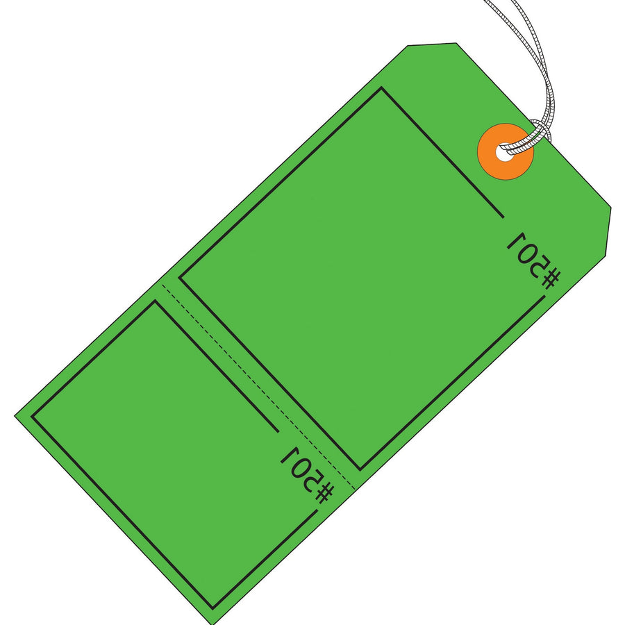 4 3/4 x 2 3/8 in 13 Pt Green Claim Tags Cardstock Pre-Strung 1000/Case G26211 - alias listing