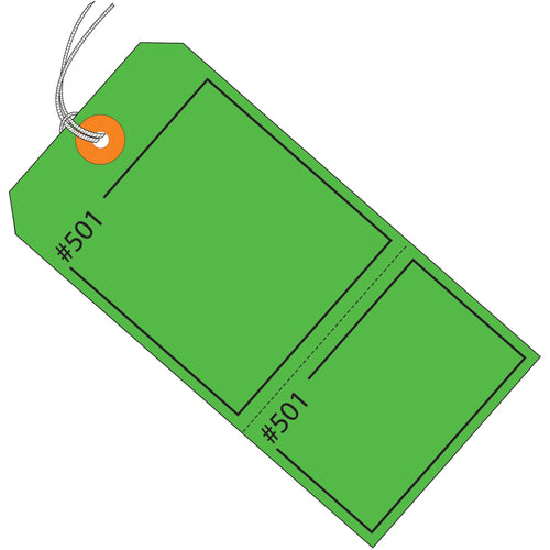 Heavy-duty 13 point cardstock claim tags in vibrant green, pre-strung and consecutively numbered for effortless tracking and quick identification. Perforated design enables instant tear-off separation. Ships as a full case of 1000 tags‚maximize efficiency while minimizing your per-unit cost.