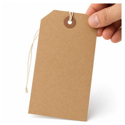 4.75x2.38 10 Pt Recycled Kraft Shipping Tags Pre-Strung 1000/Box G30052K - alias listing