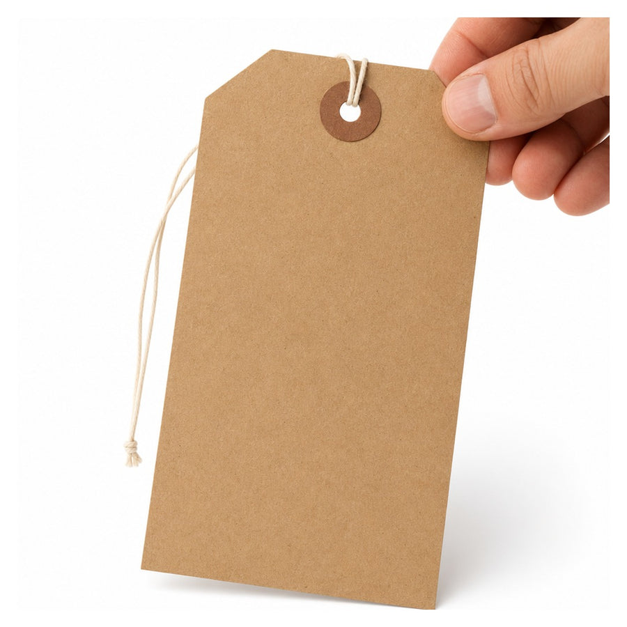 4.75x2.38 10 Pt Recycled Kraft Shipping Tags Pre-Strung 1000/Box G30052K - alias listing