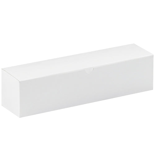 Streamline your packaging operations with these 12x3x3 white fibreboard gift boxes. Ships and stores flat for maximum warehouse efficiency, with convenient one-piece construction that sets up in seconds. Case of 100 units with white exterior and gray interior‚ideal for retail goods, candlesticks, and gift packaging.
