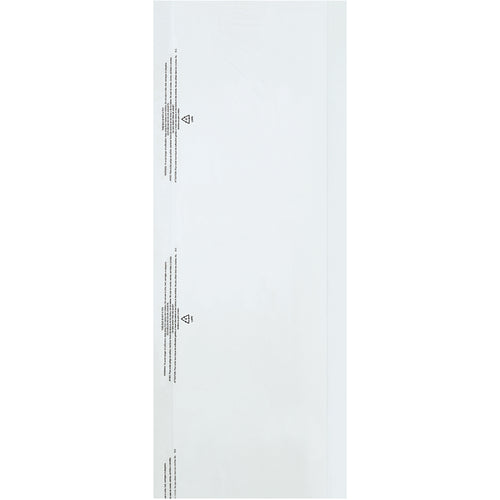 Professional-grade 0.6 mil clear poly garment bags in 21x4x54