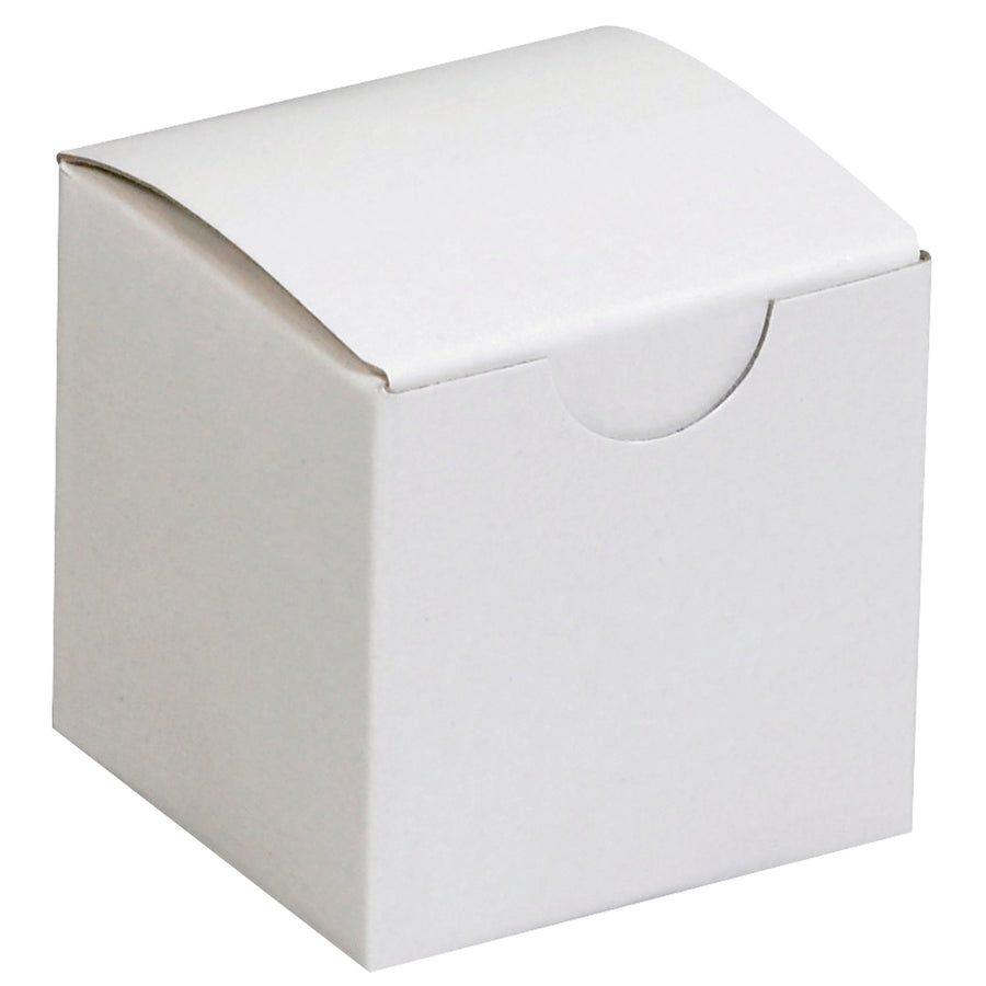 Ship more, spend less. These 2x2x2 white fibreboard gift boxes feature one-piece construction that sets up in seconds, reducing labor costs and packing time. White exterior with gray interior arrives flat and stores efficiently‚200 boxes per case.