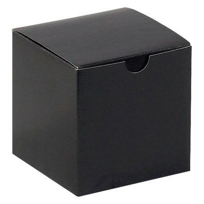 Save time and money with our 4x4x4 black gloss gift boxes–100-pack case of one-piece fibreboard cartons ready to assemble in seconds. Black exterior with gray interior ships and stores flat, cutting warehouse costs. Ideal for retail goods, gifts, and small product packaging.