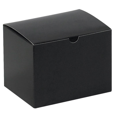 Premium 6" x 4.5" x 4.5" black gloss gift boxes deliver professional retail packaging in a convenient 100-pack case. One-piece construction sets up in seconds with no assembly required. Ships and stores flat for maximum warehouse efficiency.