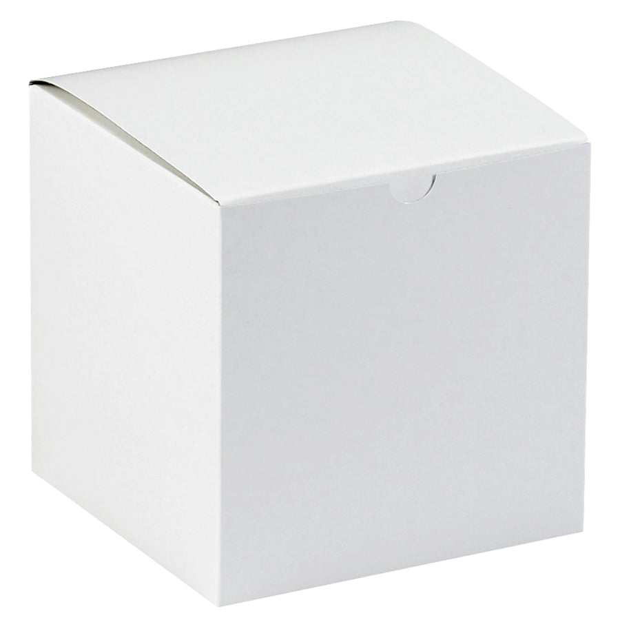 Save space and money with our 6x6x6 white fibreboard gift boxes. One-piece construction sets up in seconds with convenient flat-ship storage. 100 boxes per case–ideal for retail goods, bowls, and gift packaging at scale.