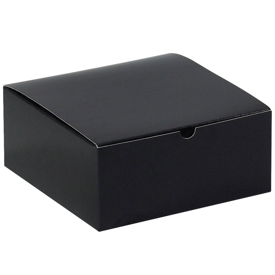 Move retail goods faster with our 8x8x3.5" black gloss gift boxes–case of 100 units ready to ship. One-piece construction sets up in seconds, ships flat to maximize storage efficiency. Perfect for e-commerce, retail display, and shipping compliance.