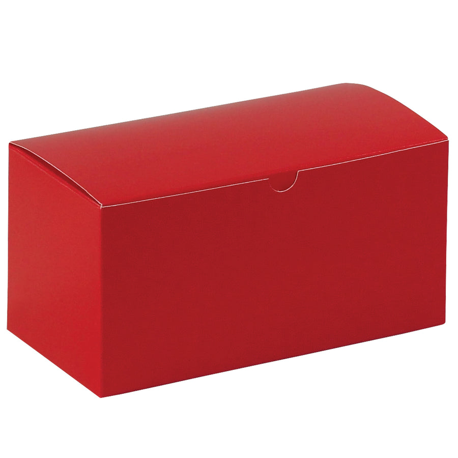 Move fast with these 9x4.5x4.5" fibreboard gift boxes–one-piece construction sets up instantly with zero assembly hassle. Ships and stores flat to maximize warehouse efficiency. Case of 100 holiday red boxes with gray interiors, perfect for retail goods and tumbler packaging.