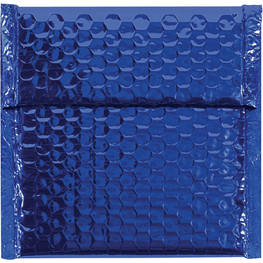 Protect fragile items while making an impression with these 6.75 x 7 blue metallic bubble mailers. Each case contains 72 self-seal mailing bags featuring 92 gauge metalized polyester construction, moisture-resistant design, and a secure peel-and-seal adhesive closure. Ideal for e-commerce packers shipping jewelry, cosmetics, electronics, and other high-value products.