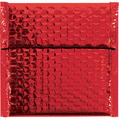 Eye-catching 6 3/4" x 7" red metallic bubble mailers protect fragile items while commanding customer attention at unboxing. Each case includes 72 self-sealing mailers with 92 gauge metalized polyester construction, offering lightweight protection and moisture resistance for e-commerce and direct-mail campaigns.