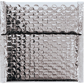 Protect fragile items and elevate your brand with these 6.75x7 silver glamour bubble mailers. Made from 92 gauge metallized polyester with peel-and-seal closure, they're lightweight, moisture-resistant, and ship-ready. 72 mailers per case.