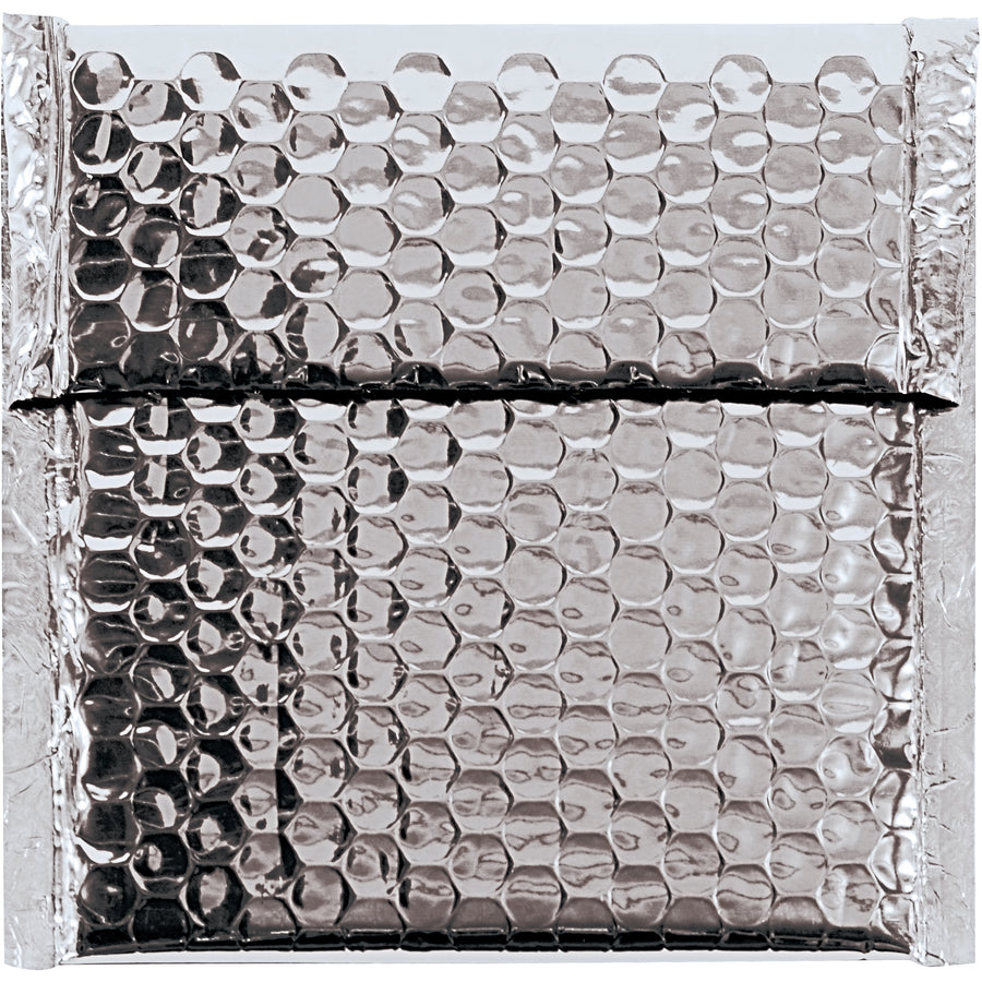 Protect fragile items and elevate your brand with these 6.75x7 silver glamour bubble mailers. Made from 92 gauge metallized polyester with peel-and-seal closure, they're lightweight, moisture-resistant, and ship-ready. 72 mailers per case.