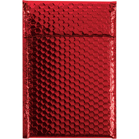 Make your shipments pop with these 7.5x11 red metallic glamour bubble mailers. Each case delivers 72 lightweight, moisture-resistant mailers featuring a dependable peel-and-seal adhesive closure and premium 92 gauge metallized polyester construction that protects fragile items while enhancing brand presentation.