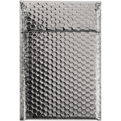 Protect fragile items while elevating your brand with these 11x7.5" silver glamour bubble mailers. Each case includes 72 metallized polyester mailers featuring 92 gauge durability, peel-and-seal convenience, and moisture-resistant construction‚ideal for e-commerce packers shipping jewelry, cosmetics, and delicate merchandise.