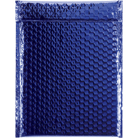 Eye-catching 9x11.5" blue glamour bubble mailers with 92 gauge metallic polyester construction deliver premium protection and brand impact. Self-sealing peel-and-seal adhesive closure keeps contents secure while moisture-resistant material safeguards fragile goods. Order by the case of 100 units.