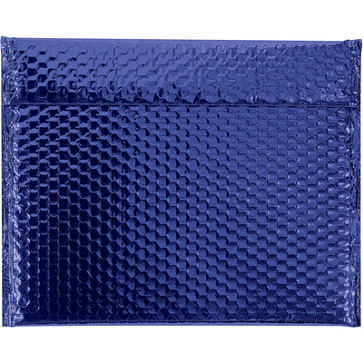 Eye-catching blue metallic glamour bubble mailers that protect and impress. 11" x 13 3/4" self-sealing design with 92 gauge cushioning. Ships 48 per case for reliable bulk packaging of fragile goods.