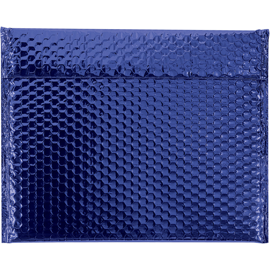 Eye-catching blue metallic glamour bubble mailers that protect and impress. 11" x 13 3/4" self-sealing design with 92 gauge cushioning. Ships 48 per case for reliable bulk packaging of fragile goods.