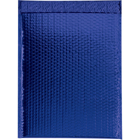 Protect fragile goods while making a premium first impression with these 13x17.5" blue metallic bubble mailers. Features 92 gauge metalized polyester construction with peel-and-seal closure, moisture resistance, and lightweight design–ideal for e-commerce packers shipping jewelry, cosmetics, and delicate items. 100 mailers per case.