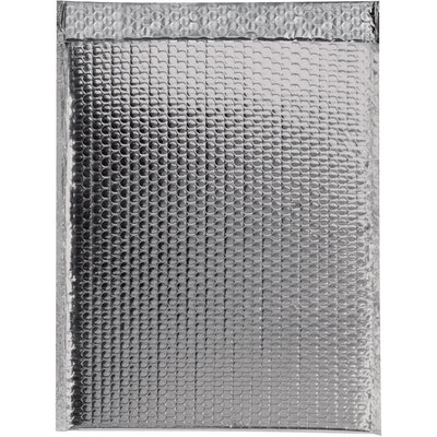 Premium 13x17.5 glamour bubble mailers in bright silver metallic finish protect fragile shipments while creating an unboxing experience that impresses. Each case of 100 features 92 gauge metallized polyester construction with moisture resistance and reliable peel-and-seal adhesive closure. Perfect for e-commerce packers shipping jewelry, cosmetics, electronics, and delicate items that demand both protection and presentation.