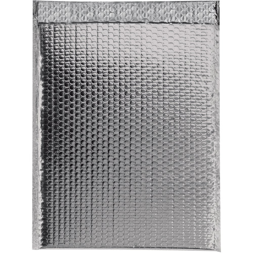Premium 13x17.5 glamour bubble mailers in bright silver metallic finish protect fragile shipments while creating an unboxing experience that impresses. Each case of 100 features 92 gauge metallized polyester construction with moisture resistance and reliable peel-and-seal adhesive closure. Perfect for e-commerce packers shipping jewelry, cosmetics, electronics, and delicate items that demand both protection and presentation.