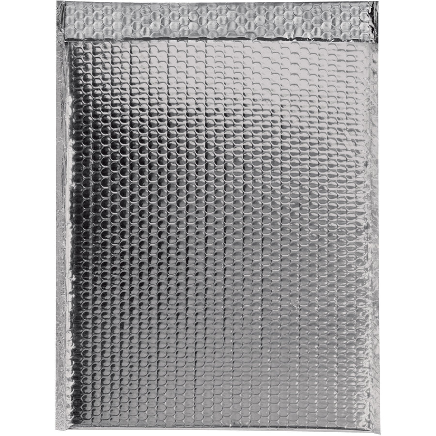 Premium 13x17.5 glamour bubble mailers in bright silver metallic finish protect fragile shipments while creating an unboxing experience that impresses. Each case of 100 features 92 gauge metallized polyester construction with moisture resistance and reliable peel-and-seal adhesive closure. Perfect for e-commerce packers shipping jewelry, cosmetics, electronics, and delicate items that demand both protection and presentation.
