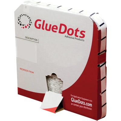 Industrial-grade 1/2" super high tack glue dots permanently secure items to flat surfaces instantly. Ultra-thin 1/64" profile with clear, removable adhesive‚ideal for packaging samples, coupons, and reply cards. 4000-dot roll dispenser pack eliminates waste and speeds assembly.