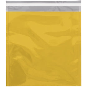 Elevate your brand with these premium 10 3/4 x 13" gold metallic self-seal mailers that grab attention and increase response rates. Built from durable 2.8 mil aluminized polyester laminate with water-resistant protection and professional peel-and-seal closure. Get 250 mailers per case–perfect for e-commerce brands shipping high-value items.