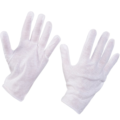 Breathable 100% cotton inspection gloves designed for industrial warehouse operations. These lightweight, bleached white safety gloves offer superior comfort during extended wear while maintaining durability. Each case includes 12 pairs of large-size gloves‚washable and reusable for cost-effective workplace safety.