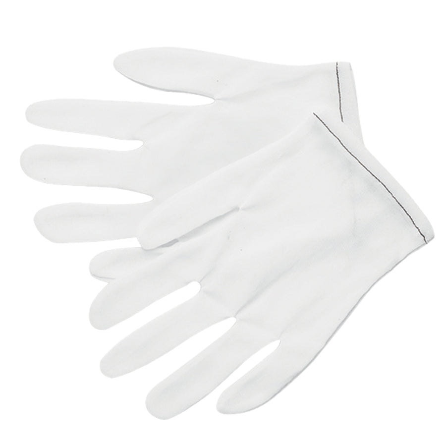 Premium white nylon inspection gloves designed for assembly, quality control, and parts handling in industrial settings. Made from 100% 40 denier nylon with a smooth, comfortable fit and reversible design for extended wear per pair. Sold as a case of 12 pairs–the cost-efficient choice for warehouse and manufacturing teams.