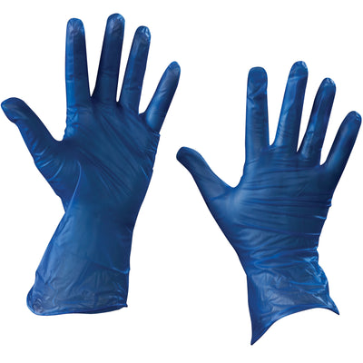 Professional-grade medium blue vinyl gloves offering superior durability and latex-free protection for food handling, pharmaceuticals, and laboratory work. 5 mil powder-free construction in a convenient case of 100 provides cost-effective safety compliance for high-volume operations. Soft virgin vinyl delivers optimal comfort and tactile sensitivity without accelerators.
