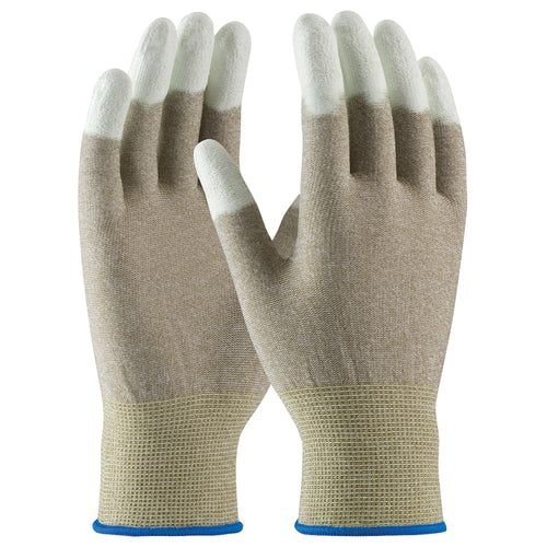Electrostatic Dissipative (ESD) fingertip coated nylon gloves designed for electronics assembly and precision handling. Polyurethane-coated construction provides superior puncture and abrasion resistance while maintaining excellent tactile sensitivity. Sold by the case of 12 pairs.