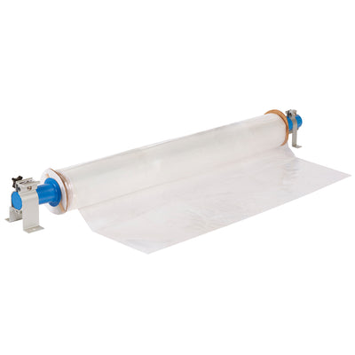 Protect pallets from dust, dirt, and contamination during storage and transit with the Goodwrappers® Top Sheeting Kit. Includes 60x60" clear poly sheeting roll (1.25 mil, 75 sheets) plus two mounting brackets for quick, secure installation. Cost-effective pallet cover solution that meets shipping compliance standards.