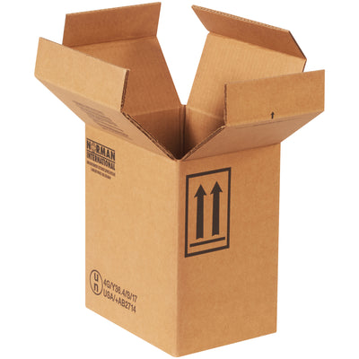 Ship hazardous liquids with confidence using these ECT-51 double wall corrugated hazmat boxes designed for 2 - 1 gallon F-style containers. Kraft construction with printed UN certification, warning labels, and directional arrows meets CFR 49 178.601B requirements. Flat-store design maximizes warehouse efficiency while minimizing freight costs–20 cartons per bundle.