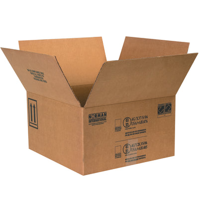 Engineered for hazardous materials compliance: these 17x17x9 5/16" ECT-44 single-wall corrugated boxes safely contain four 1-gallon paint cans per carton. Pre-printed with mandatory warning labels and orientation arrows, they collapse flat for maximum warehouse efficiency–reducing storage footprint and freight spend by up to 60% compared to rigid alternatives.