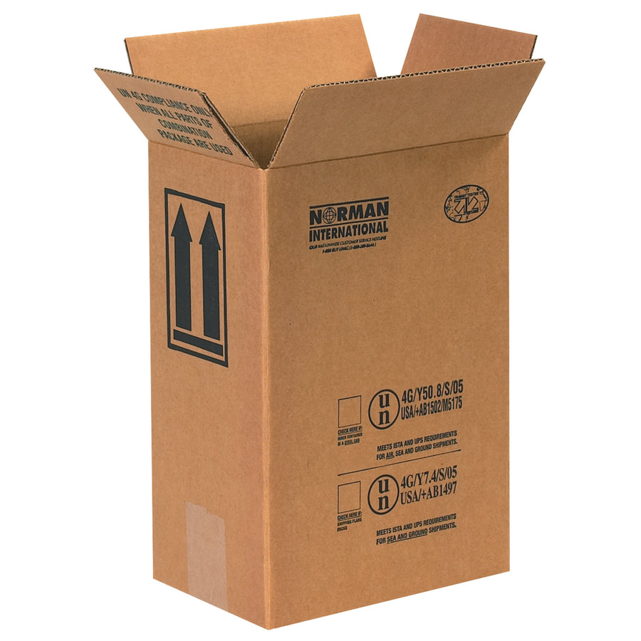 Ship 1-gallon F-style paint cans safely with these UN 4G/Y51.4/S certified hazmat corrugated boxes. ECT-44 kraft construction meets CFR 49 178.601B requirements. Flat-ship design cuts warehouse storage costs–20 cartons per bundle.