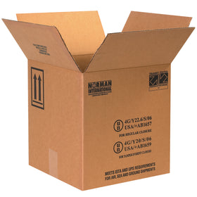Engineered for hazardous materials compliance: these ECT-44 single wall corrugated boxes ship 4 one-gallon plastic jugs safely per UN 4G/Y19.7 and 4G/Y19.8 standards. Kraft construction with pre-printed warning labels and directional arrows. Flat-ship design cuts storage footprint by 40% versus assembled inventory.