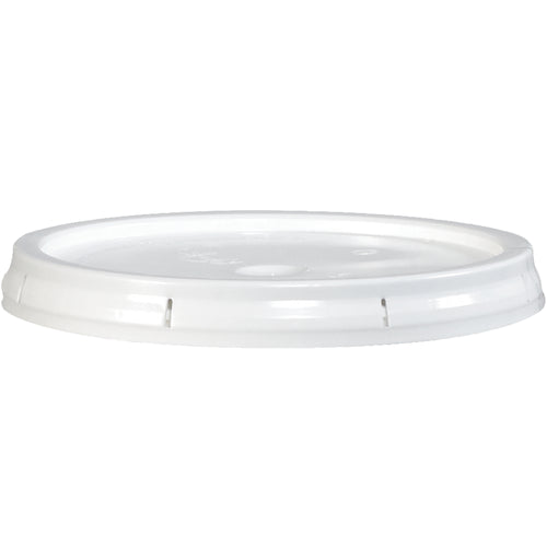 White plastic lid designed for 5 gallon open-head pails used in hazardous materials shipping. Features recessed design for efficient stacking and storage. DOT compliant and sold individually–pair with compatible pails for complete hazmat containment solutions.