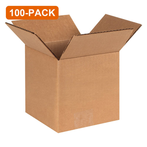 6x6x6 ECT-44 Kraft Heavy-Duty Corrugated Shipping Boxes, 100-Pack (4 Bundles of 25)