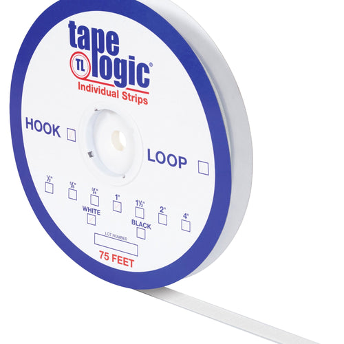 1.5 in x 75 ft White Nylon Hook & Loop Tape Strips 1/Case HLT119