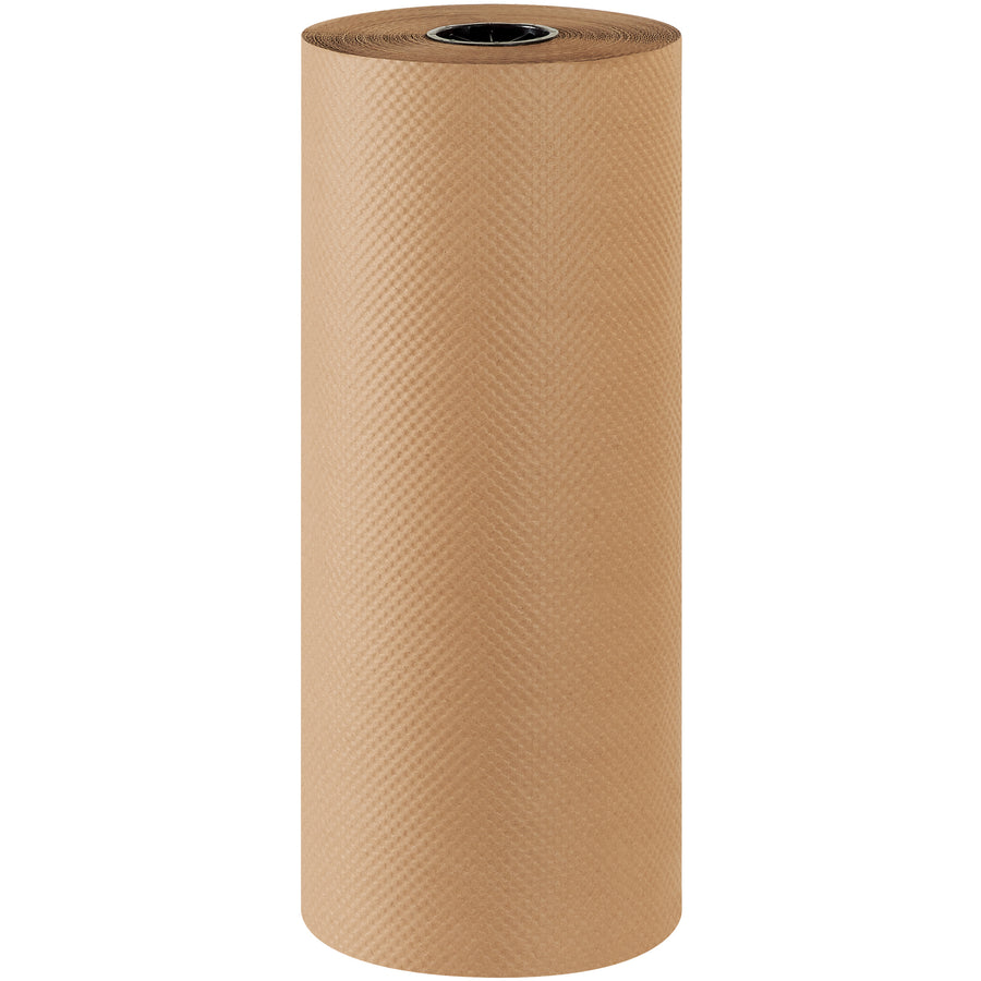 Protect your shipments with 24" x 300' indented kraft paper rolls that absorb impacts and recover after compression. Made from 100% recycled, 60 lb. basis weight kraft material, these biodegradable packing paper rolls provide cost-effective void fill and wrap protection for industrial packaging. Sold individually.