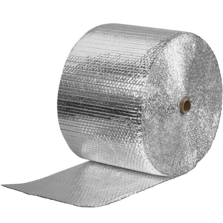 Protect temperature-sensitive shipments with this 16" x 125' cool barrier bubble roll featuring metalized aluminum foil exterior and 3/16" bubble cushioning. The radiant heat barrier stops thermal transfer while providing shock absorption‚ideal for cold chain logistics, frozen foods, and fragile electronics. One roll per case covers up to 2,000 sq ft of custom-sized protective packaging.